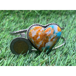 Brazalete plata 925 con cabujón de turquesa con concha