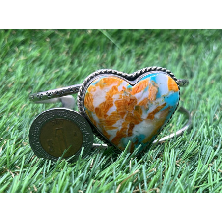 Brazalete plata 925 con cabujón de turquesa con concha