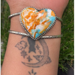 Brazalete plata 925 con cabujón de turquesa con concha