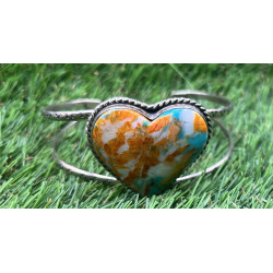 Brazalete plata 925 con cabujón de turquesa con concha