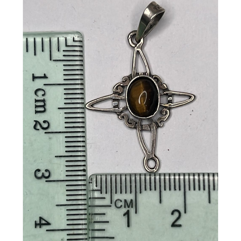 Dije de plata 925 con ojo de tigre